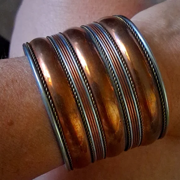 Copper, Brass and Silver Cuff Bracelet - Picture 3 of 3